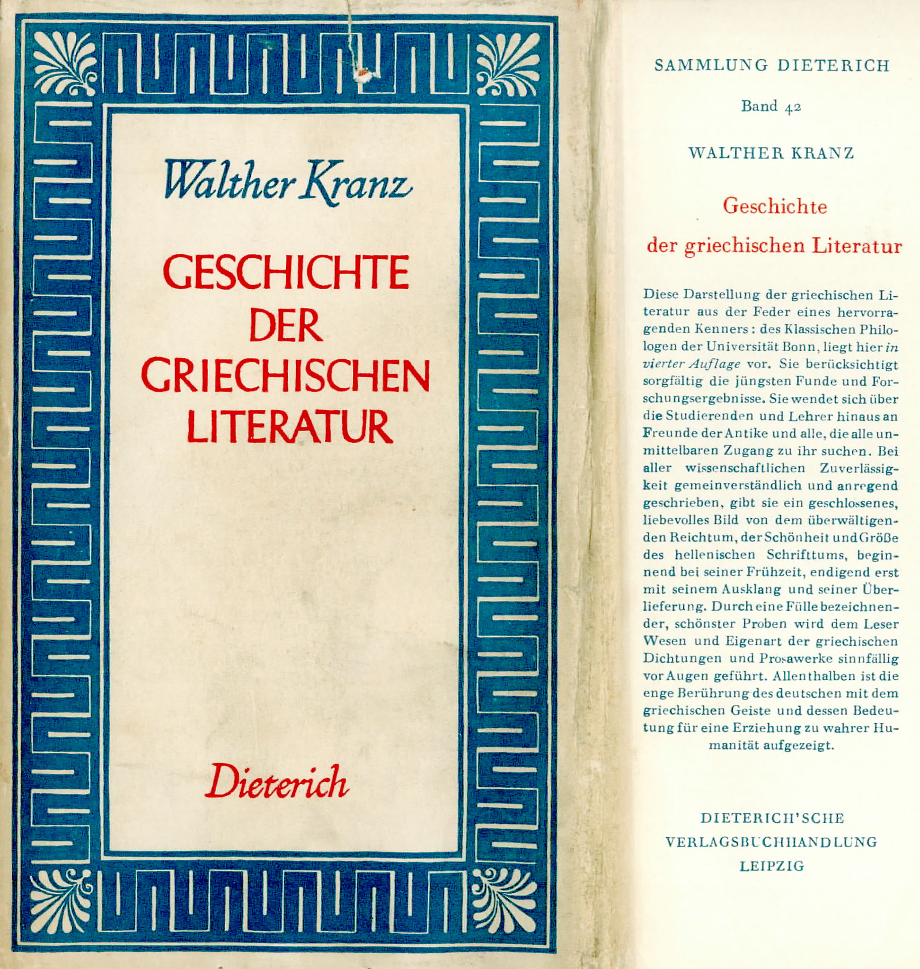 Geschichte der griechischen Literatur - Kranz, Wakther